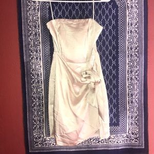 Silk champagne strapless wrap tie dress🥂